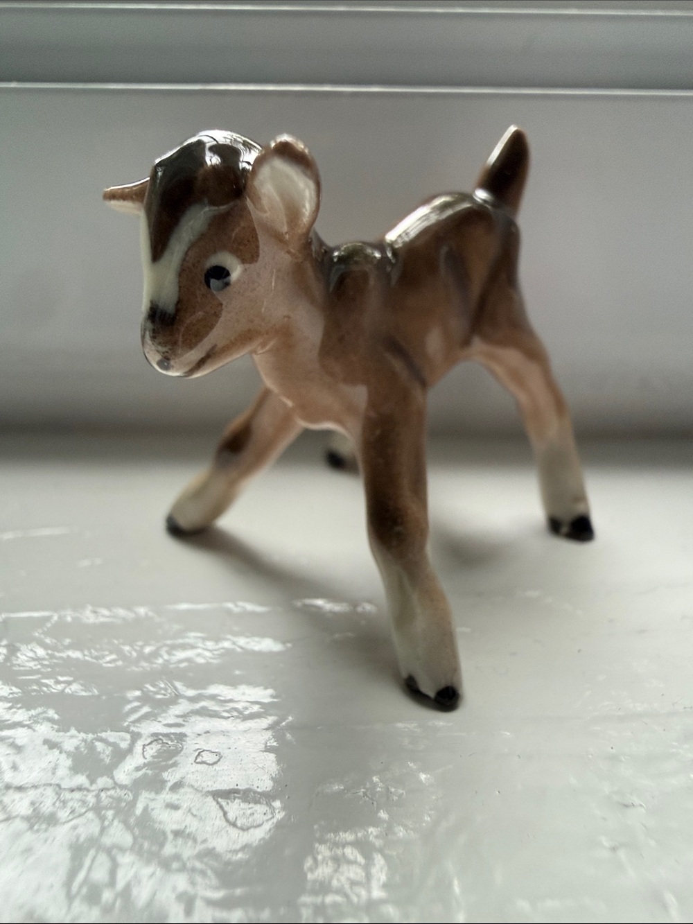 Vintage Hagen Renaker Monrovia Baby Goat Miniature Figurine - Brown & White